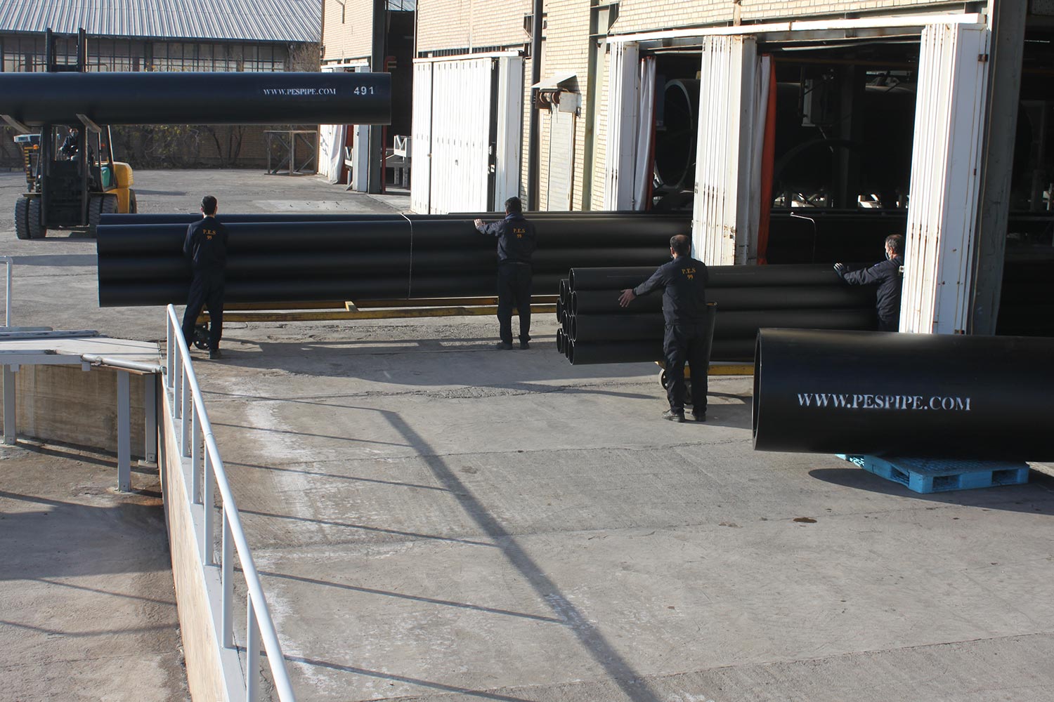 A selection of HDPE pipes produced by PES Co. in December 2020